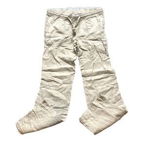 Allen Allen Pants Womens 33x30 Taupe Linen Wide Leg Drawstring‎ Elastic Waist